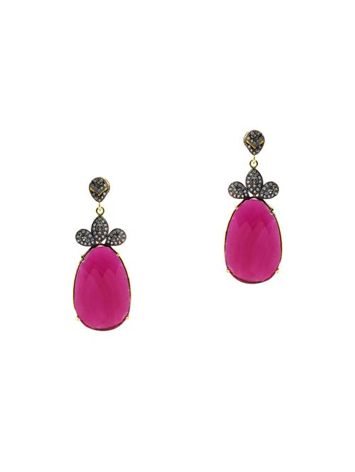pink brass drop earrings - 13977063 - Very Small Image - 1