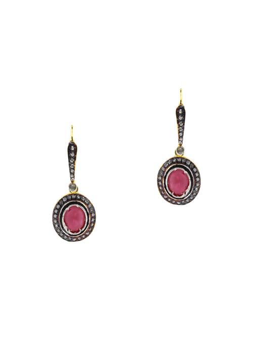 pink brass drop earrings - 13977065 - Very Small Image - 1