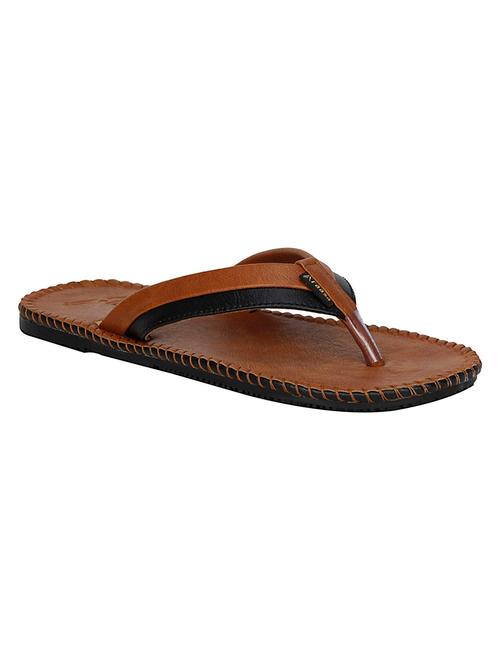 tan leatherette toe separator slipper - 13977265 - Very Small Image - 1