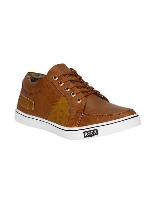tan leatherette lace up sneaker - 13978439 - Very Small Image - 1