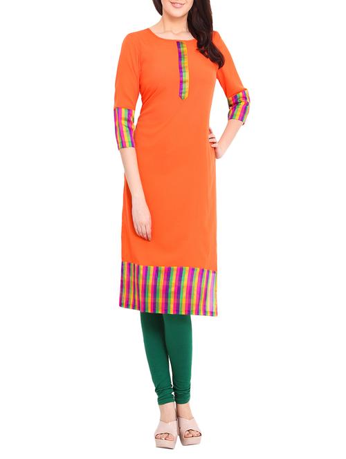 orange straight kurta - 13978702 - Very Small Image - 1