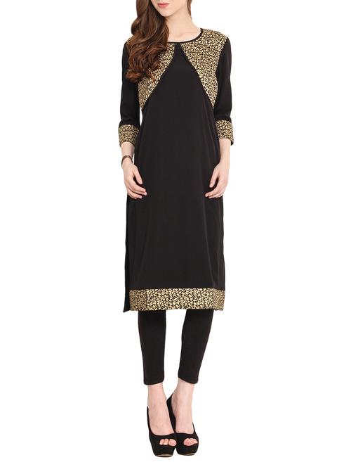 black straight kurta - 13978704 - Very Small Image - 1
