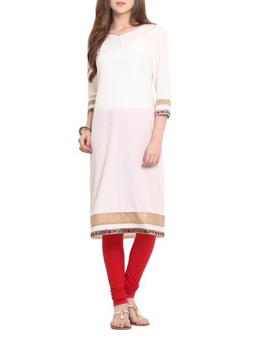 cream straight kurta - 13978705 - Very Small Image - 1