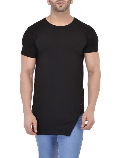 black cotton asymmetric t-shirt - 13979282 - Very Small Image - 1
