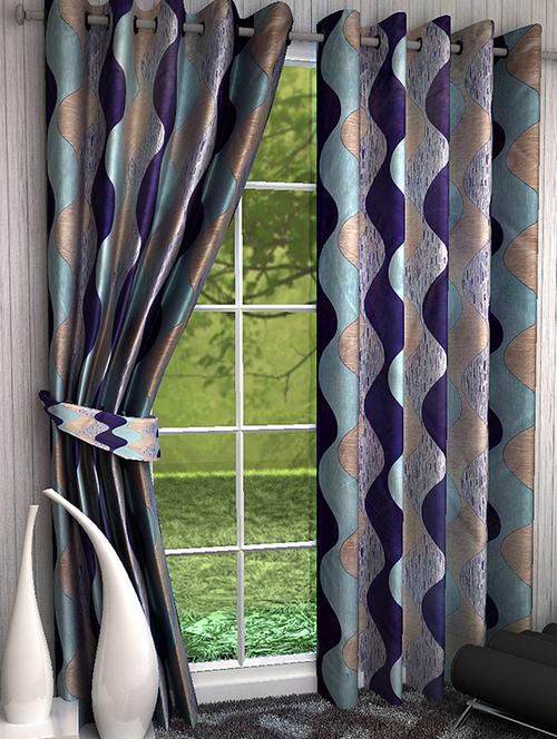 home fantasy printed set of 2 door curtain - 13981514 - Very Small Image - 1