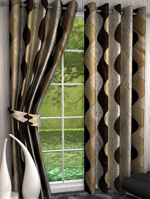 home fantasy printed set of 2 door curtain - 13981531 - Very Small Image - 1