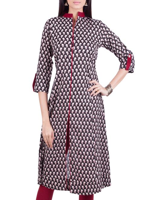 rene design studio black cotton straight kurta - 13981881 - Very Small Image - 1