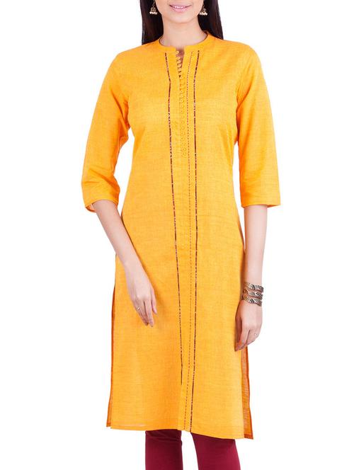 yellow cotton kurta - 13982632 - Very Small Image - 1