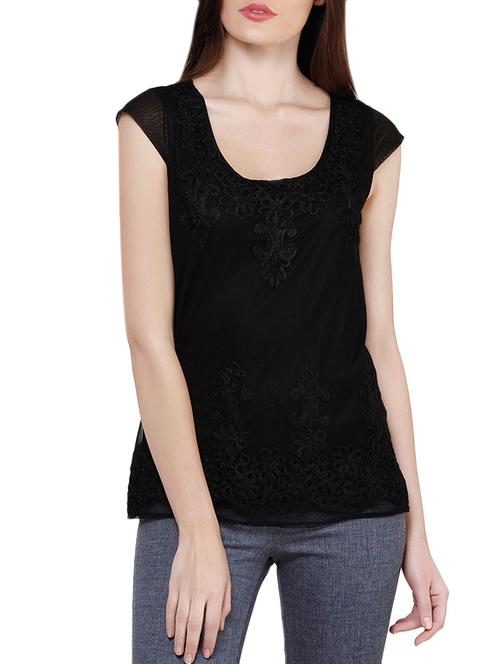 scoop neck embroidered top - 13982813 - Very Small Image - 1