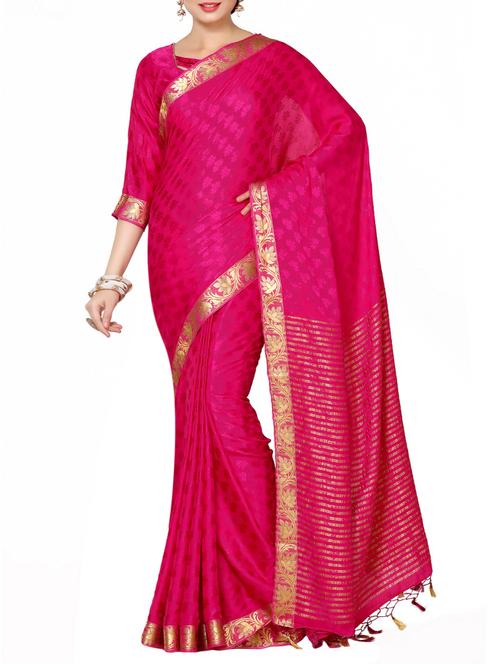 pink crepe bordered saree - 13982871 - Very Small Image - 1