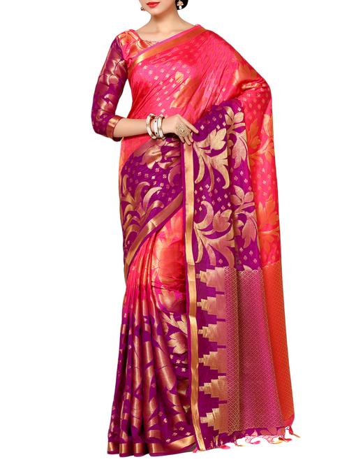 pink art silk woven saree - 13982876 - Very Small Image - 1
