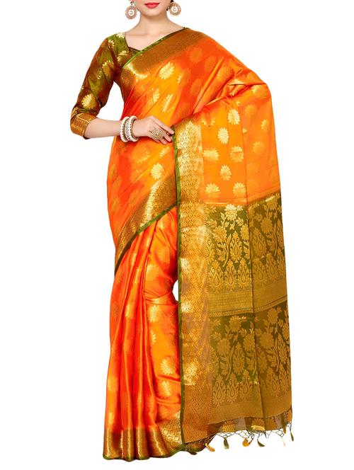 gold crepe kanjivaram saree - 13982896 - Very Small Image - 1