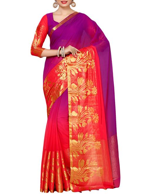 pink chiffon ombre saree - 13982910 - Very Small Image - 1
