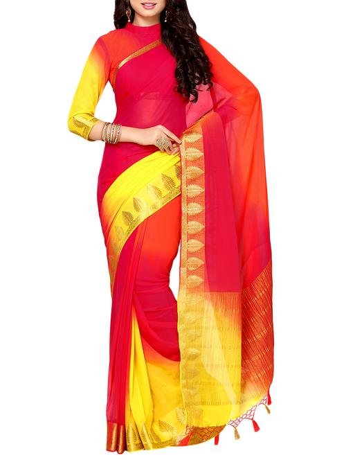 pink chiffon ombre saree - 13982912 - Very Small Image - 1