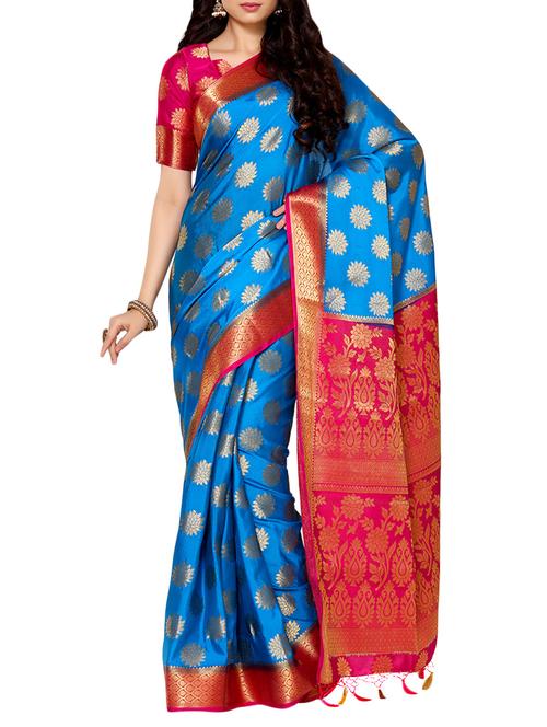 blue crepe kanjivaram saree - 13982939 - Very Small Image - 1