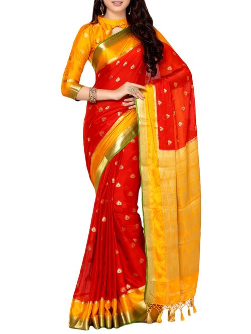 red crepe kanjivaram saree - 13982943 - Very Small Image - 1
