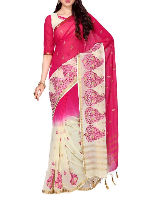 ombre thread embroidered saree - 13982953 - Very Small Image - 1