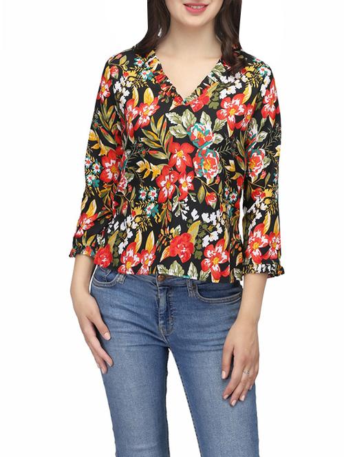 frill detail tropical top - 13983161 - Very Small Image - 1