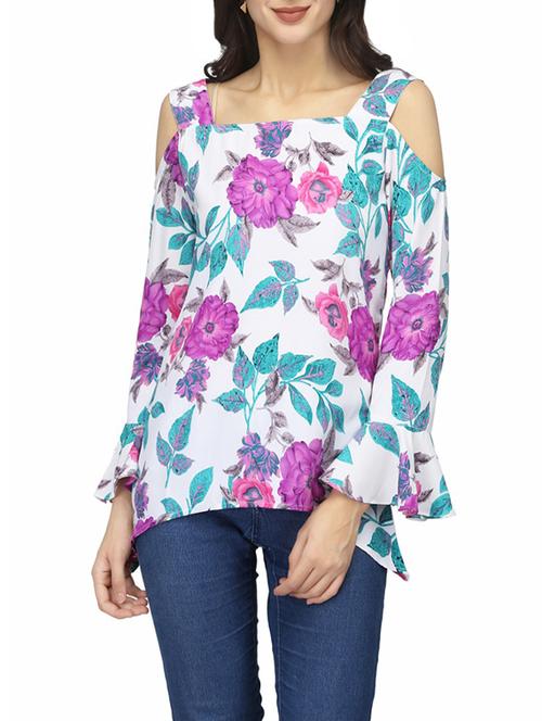 floral cold shoulder top - 13983172 - Very Small Image - 1