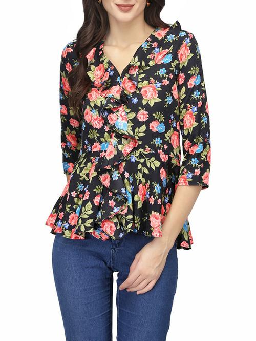 floral print multicolored ruffle top - 13983174 - Very Small Image - 1