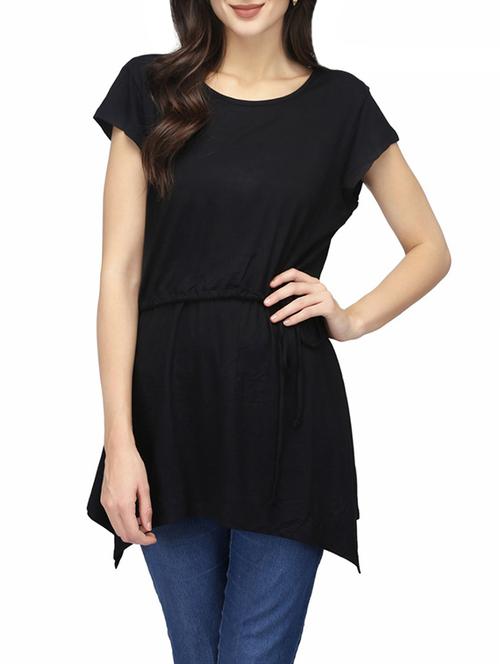 asymmetric draw-string waist tunic - 13983202 - Very Small Image - 1