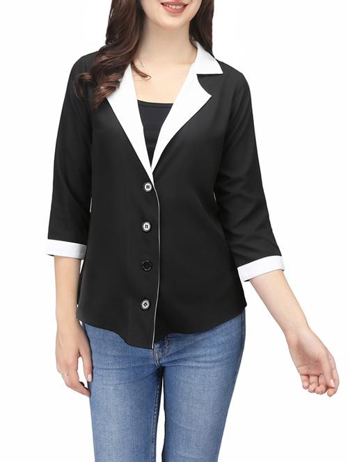 contrast lapel neck blazer - 13983348 - Very Small Image - 1