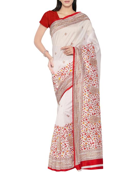 white bhagalpuri art silk saree with blouse - 13983746 - Very Small Image - 1