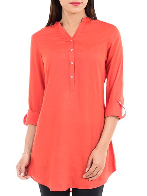 orange rayon regular tunic - 13984440 - Very Small Image - 1