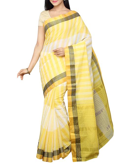 yellow cotton woven saree - 13984473 - Very Small Image - 1