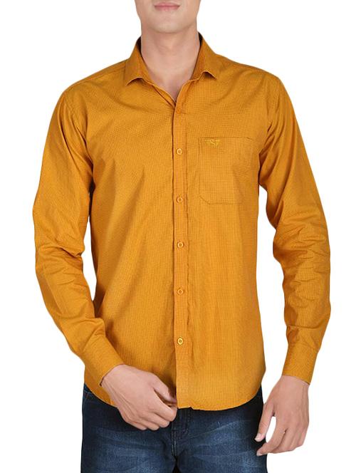 yellow cotton casual shirt - 13985141 - Very Small Image - 1