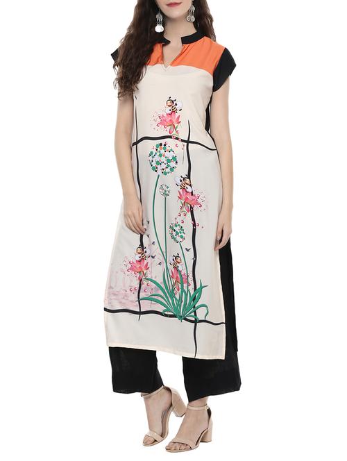 white colored crepe long kurta - 13987668 - Very Small Image - 1