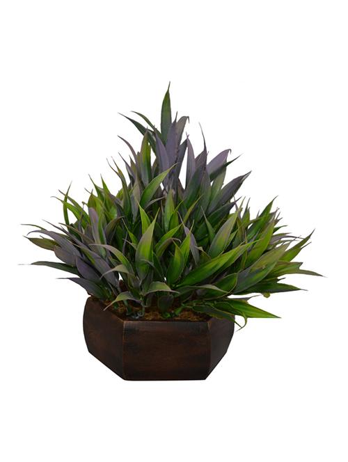 thefancymart artificial bamboo leaves plant with wooden hexagon pot - 13987716 - Very Small Image - 1