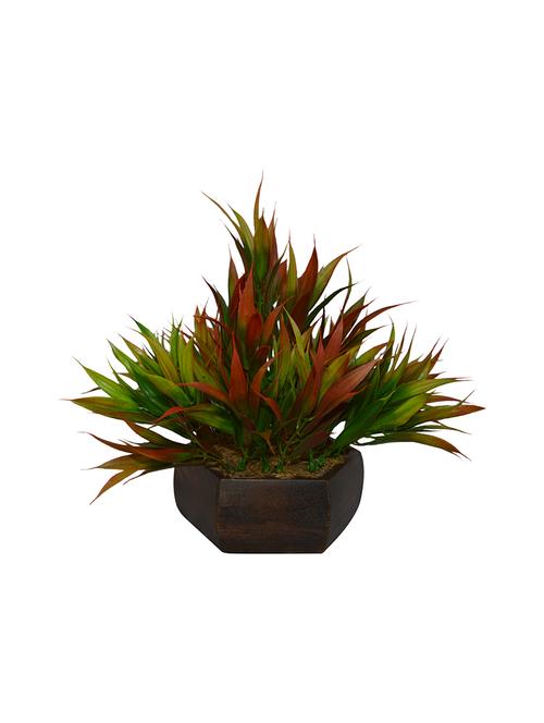 thefancymart artificial bamboo leaves plant with wooden hexagon pot - 13987717 - Very Small Image - 1