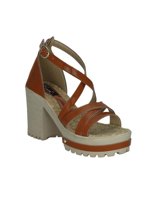 tan faux leather platforms sandals - 13988014 - Very Small Image - 1
