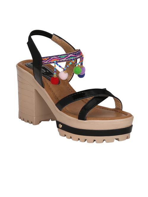 black faux leather platforms sandals - 13988019 - Very Small Image - 1