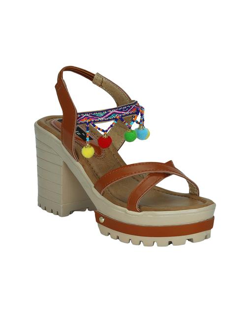 tan faux leather platforms sandals - 13988021 - Very Small Image - 1