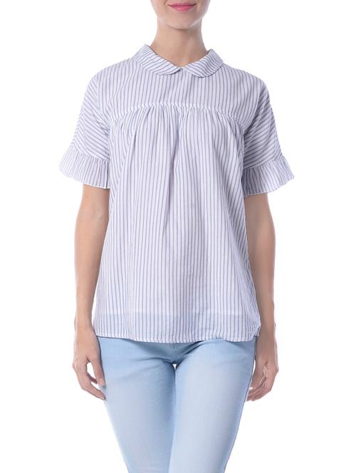 peter pan collar striped ruffle top - 13988649 - Very Small Image - 1