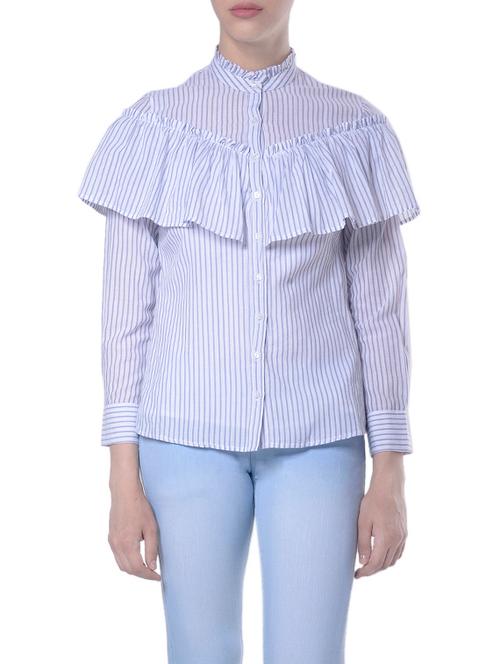 striped ruffle detailed top - 13988729 - Very Small Image - 1