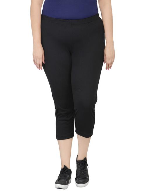 black cotton capri for plus - 13988860 - Very Small Image - 1