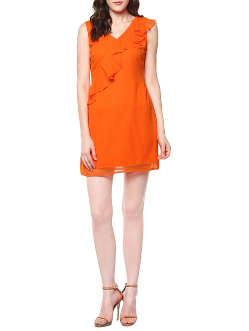 frill detail solid a-line dress - 13990056 - Very Small Image - 1