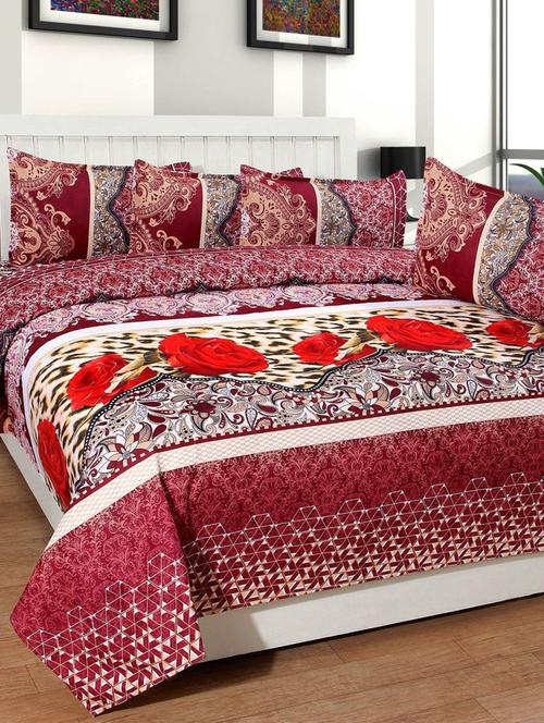 hfi 140 tc polycotton double bed sheet with 2 pillow covers - 13993054 - Very Small Image - 1