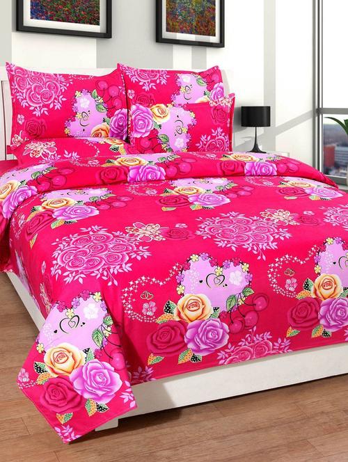 hfi 140 tc polycotton double bed sheet with 2 pillow covers - 13993055 - Very Small Image - 1