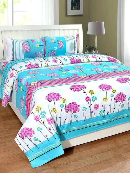 hfi 140 tc polycotton double bed sheet with 2 pillow covers - 13993059 - Very Small Image - 1