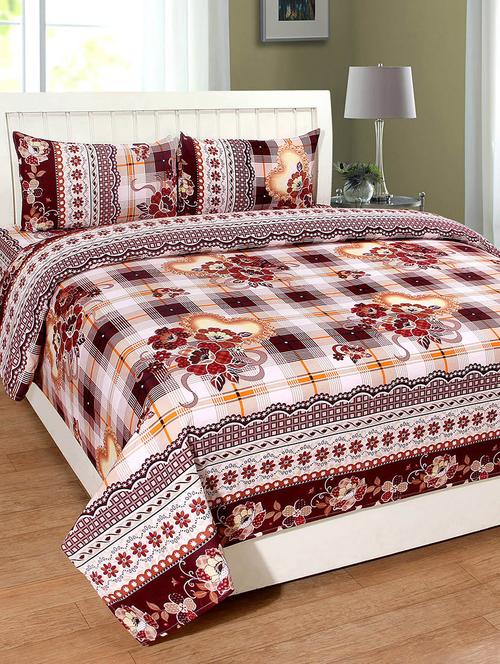hfi 140 tc polycotton double bed sheet with 2 pillow covers - 13993060 - Very Small Image - 1