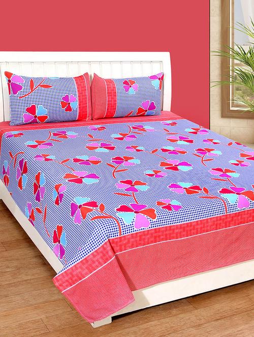 hfi 140 tc polycotton double bed sheet with 2 pillow covers - 13993064 - Very Small Image - 1