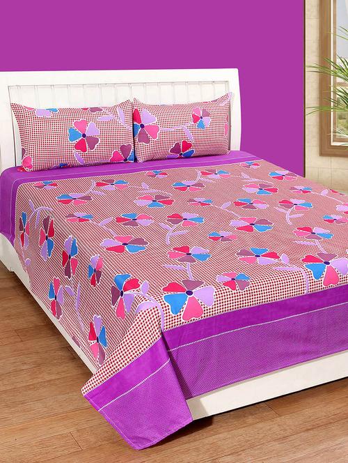 hfi 140 tc polycotton double bed sheet with 2 pillow covers - 13993065 - Very Small Image - 1