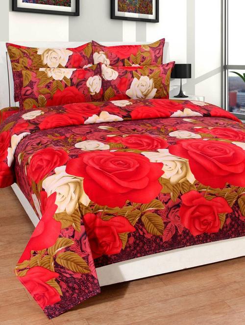 hfi 140 tc polycotton double bed sheet with 2 pillow covers - 13993067 - Very Small Image - 1