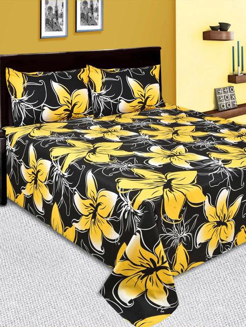 cotton floral print double bed sheet with 2 pillow covers - 13993087 - Very Small Image - 1