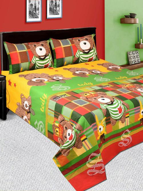 cotton printed double bed sheet with 2 pillow covers - 13993088 - Very Small Image - 1