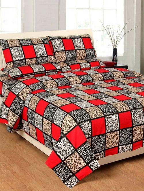 cotton printed double bed sheet with 2 pillow covers - 13993090 - Very Small Image - 1